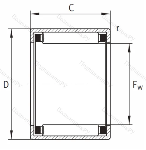 Игольчатый подшипник HK 2520 B от производителя  INA