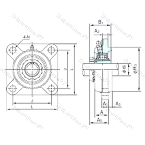 Подшипниковый узел шариковый радиальный UKFS 311+H 2311