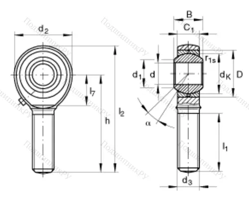 Шарнирная головка с наружной правой резьбой GAKR 20 PB в Сургуте