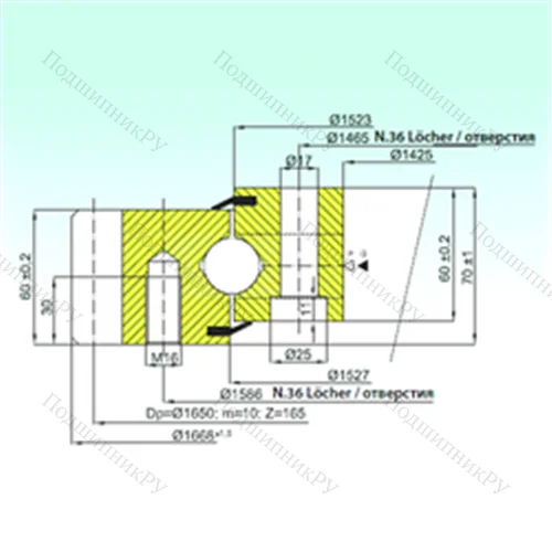 Подшипник шариковый опорно-поворотный EB 1.25.1525.200-1STPN