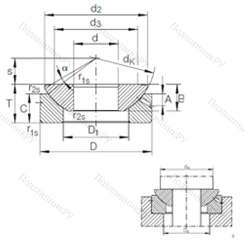 Подшипник скольжения сферический GE 180 AX