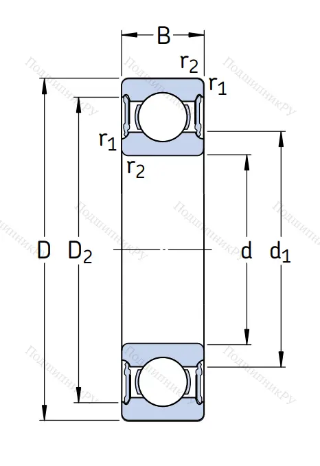 Однорядный шариковый подшипник W 6003 2RS 1