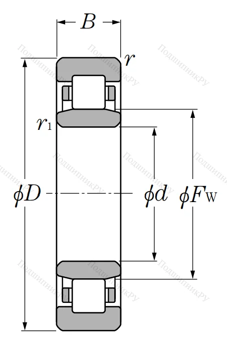 Роликовый цилиндрический подшипник NU 2307