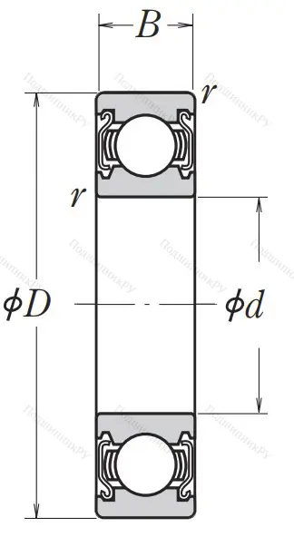 Однорядный шариковый подшипник 6222 ZZ