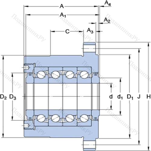 Прецизионные упорно-радиальные шарикоподшипники для винтовых передач, узел-картридж с фланцевым корпусом FBSA 210 A/QFC