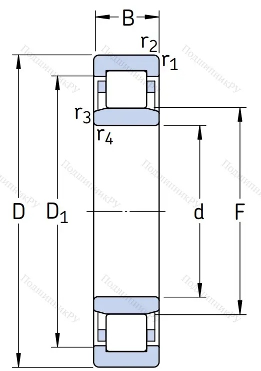 Роликовый цилиндрический подшипник NU 222 ECM/C 3