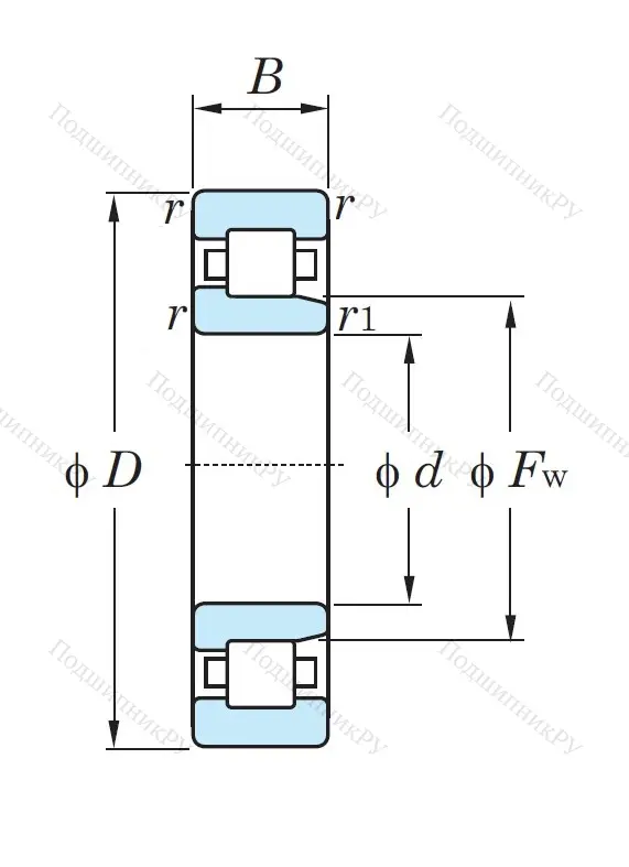 Роликовый цилиндрический подшипник NJ 307