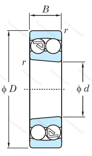Двухрядный шариковый подшипник 1310 K от производителя  KOYO