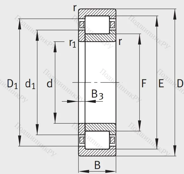 Роликовый цилиндрический подшипник NUP 2305 E XL TVP 2