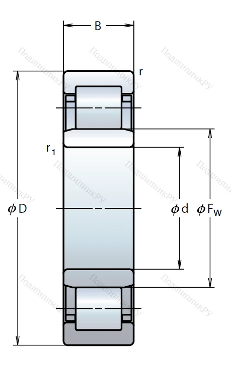 Роликовый цилиндрический подшипник NU 207 EW C 3