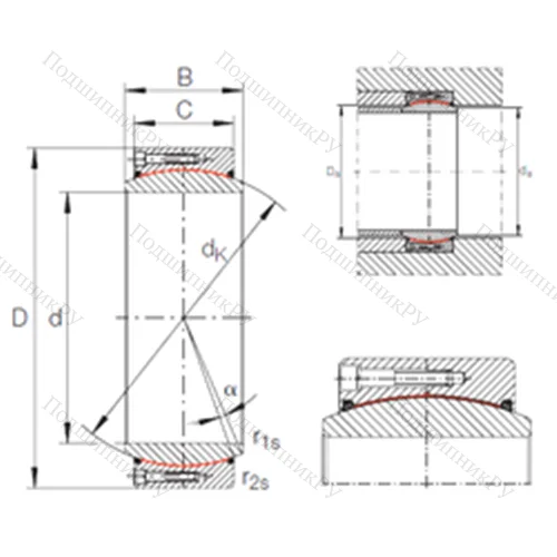 Подшипник скольжения сферический GE 630 DW-2RS 2