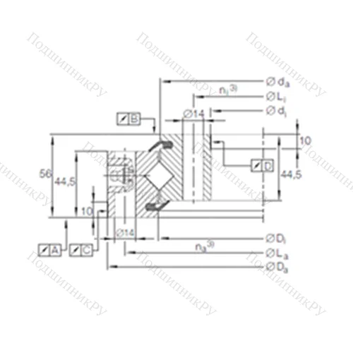 Подшипник роликовый опорно-поворотный XSU 14 0744