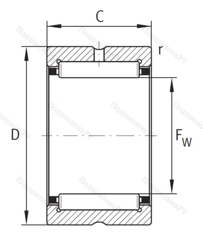 Игольчатый подшипник NK 12/12 XL от производителя  INA