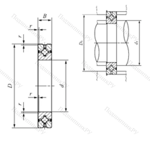 Подшипник роликовый упорно-радиальный с четырехточечным контактом CRBH 9016 A UU