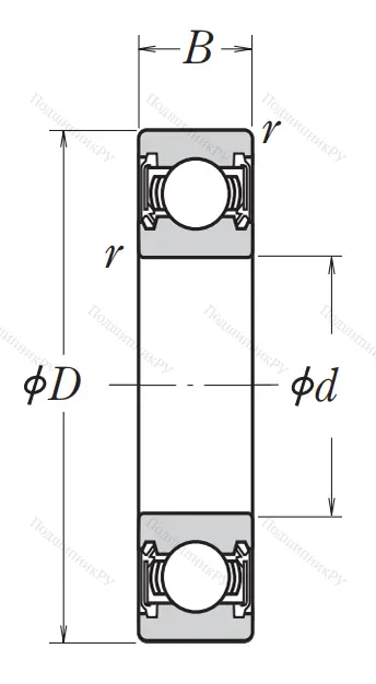 Однорядный шариковый подшипник 6900 DD