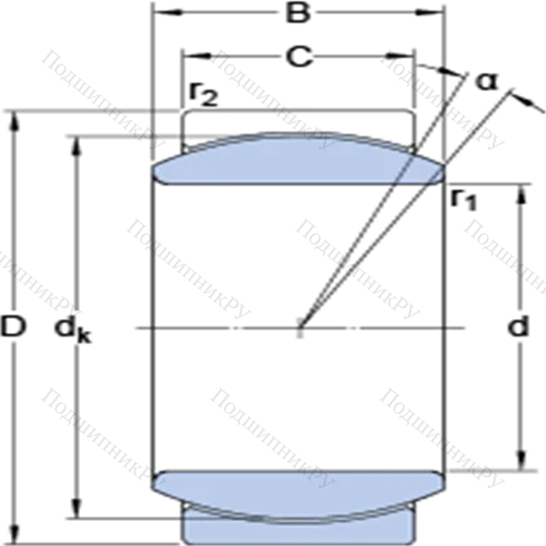 Радиальные сферические подшипники скольжения с контактными поверхностями сталь/сталь, требующие техобслуживания GE 8 C