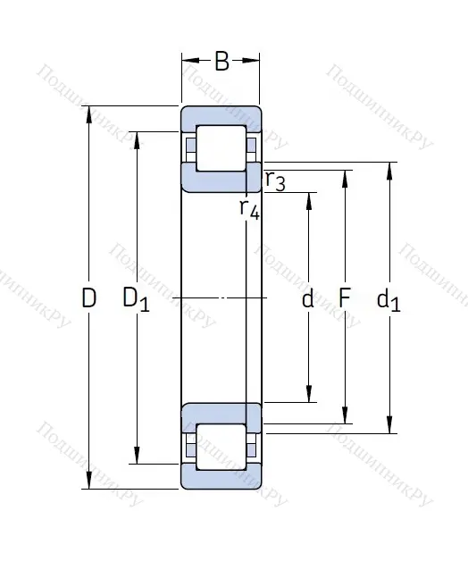Роликовый цилиндрический подшипник NUP 2307 ECP