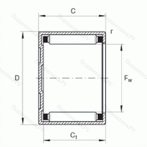 Подшипник роликовый игольчатый с одним наружным штампованным кольцом, закрытым с одной стороны BK 3012