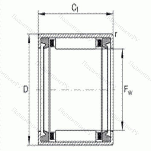Подшипник роликовый игольчатый с одним наружным штампованным кольцом HK 1012-2RS